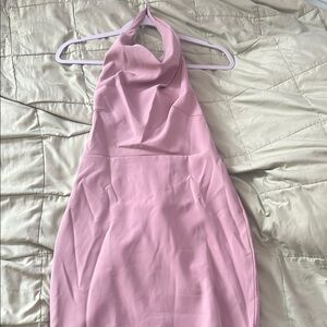 SHEIN Pink Backless Halter Dress